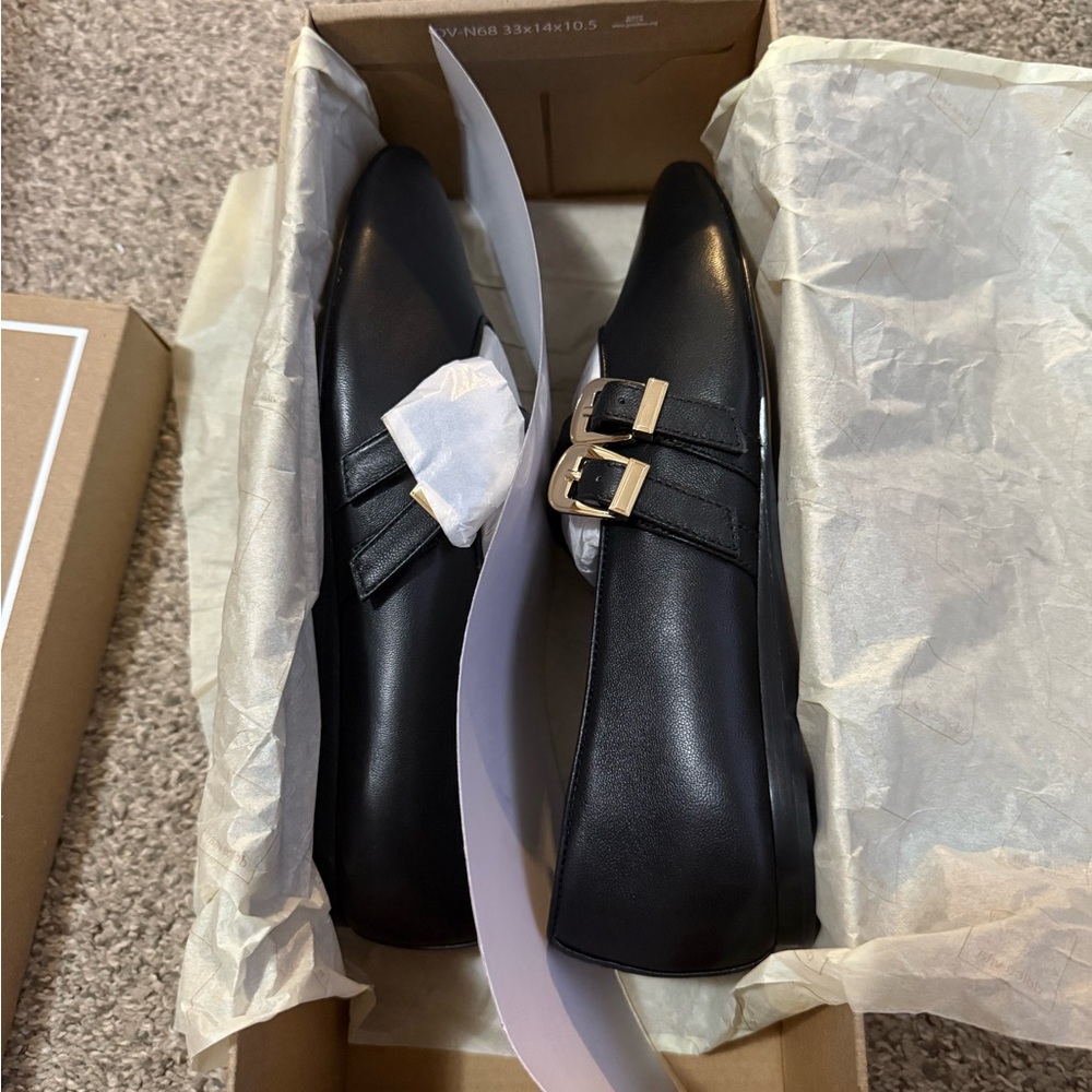 Dolce Vita Black Leather Double-Buckle Loafers